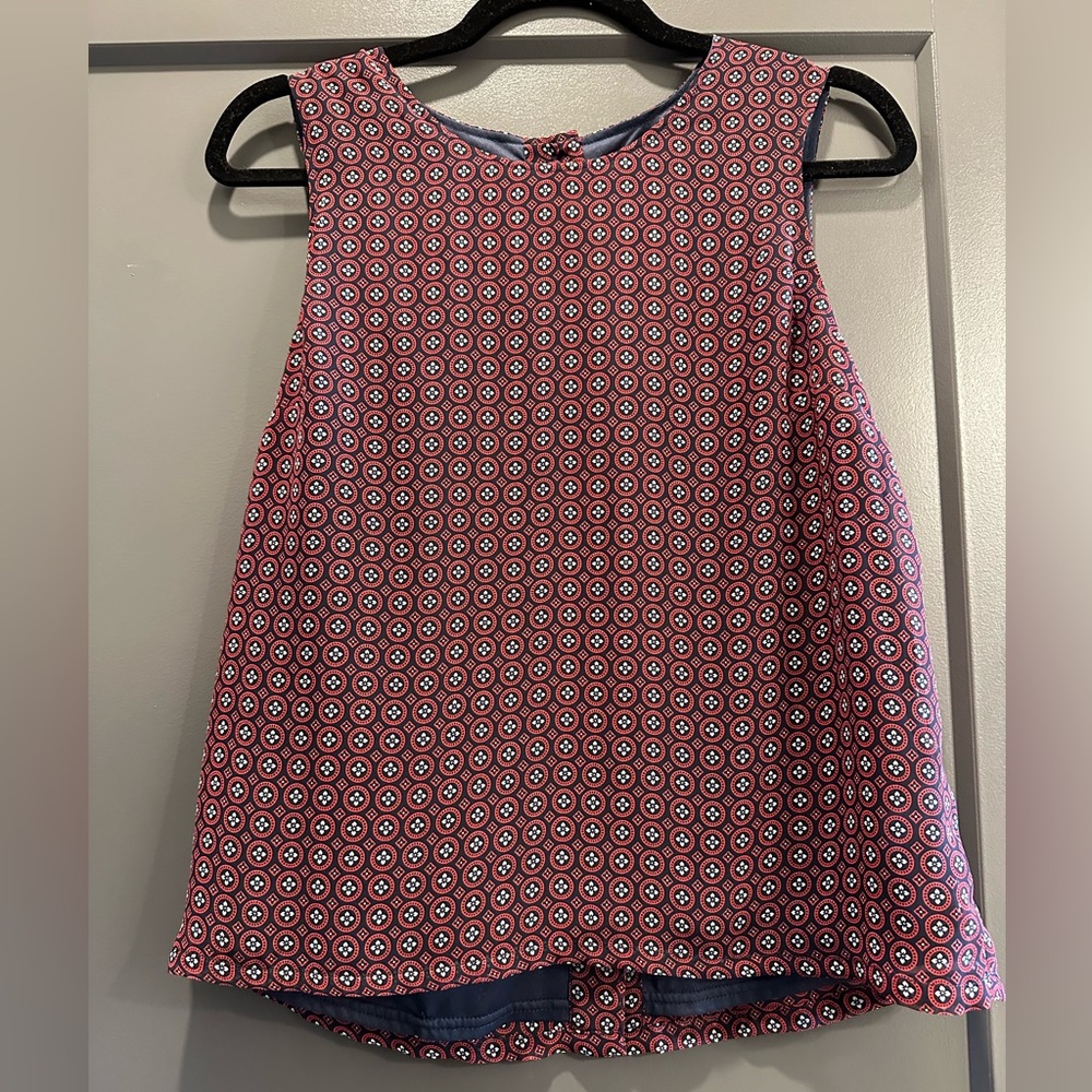 Banana republic blue and red patterned button down back tank top